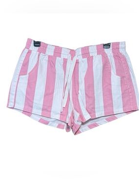 Project Indigo Pink White Striped Shorts L Drawstring Summer